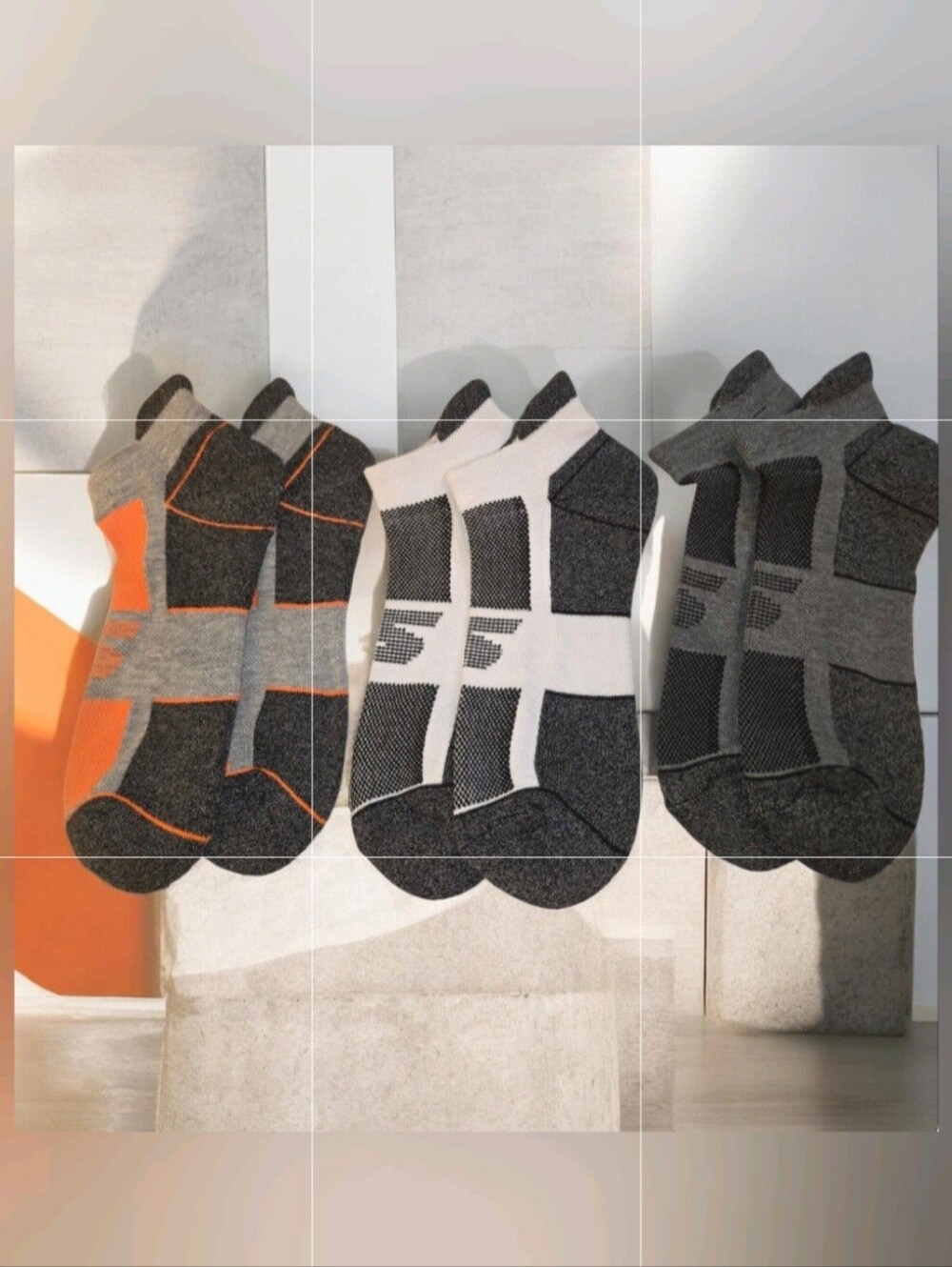 Skechers Men's Performance Ankle Socks Low Cut 3 Pair BNWT Gray White Orange